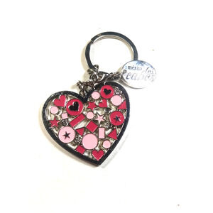Mexico Las Cabes Pink Heart Keychain Logo Love Heart Stars